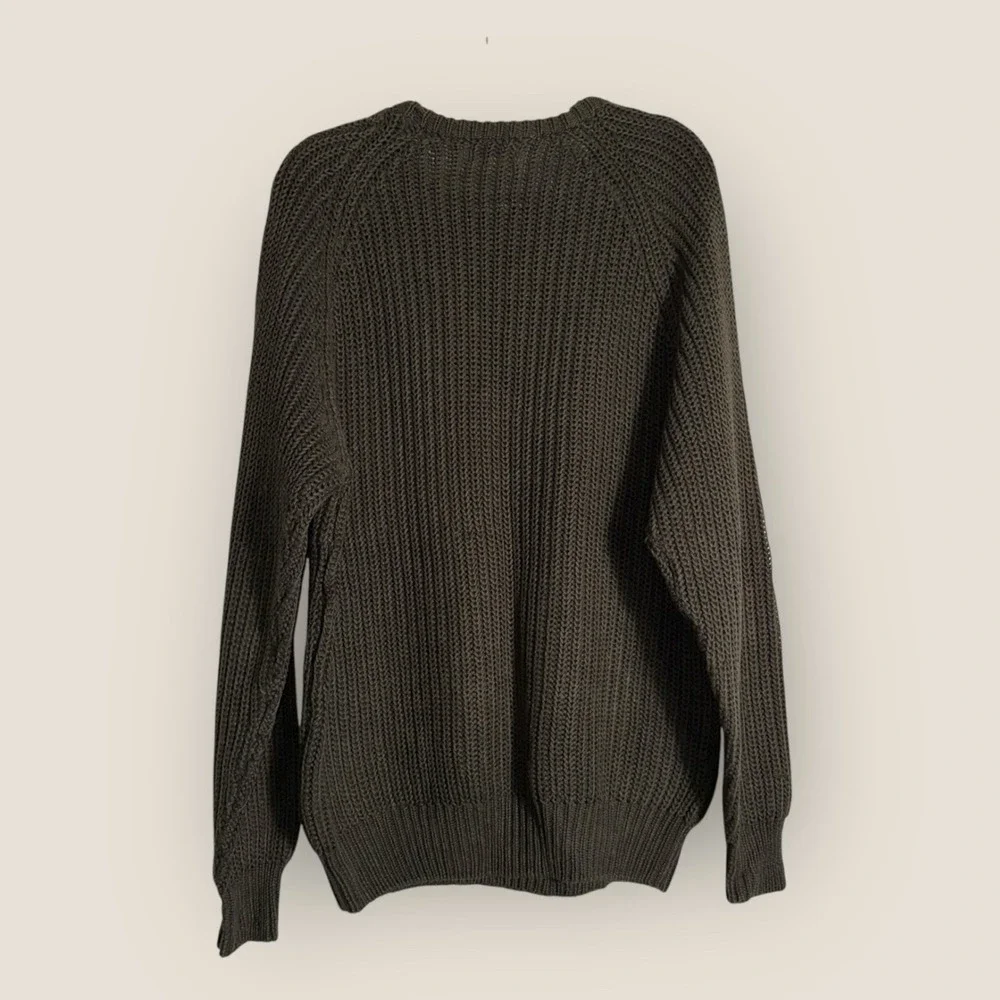 Vintage GAP Men's Hunter Green Sweater - Chunky Knit Crew Neck 90s Sweater Large